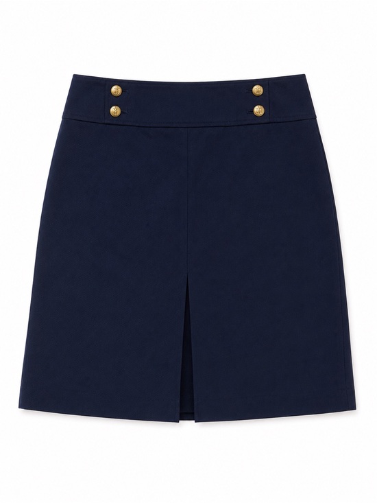 Talbots Dresses & Skirts - Talbots Navy Cotton Skirt Size 8 Gold Button Nautical Coastal Career 22”